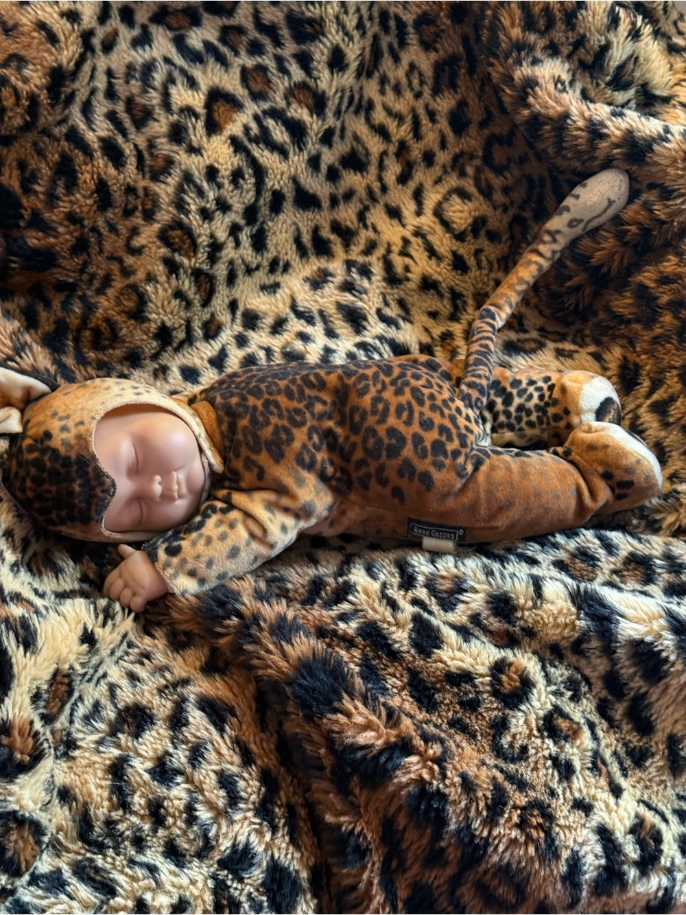 Anne Geddes Sleeping Baby Leopard Plush Stuffed Animal 17" Unimax Toys 1999 🐆🧸